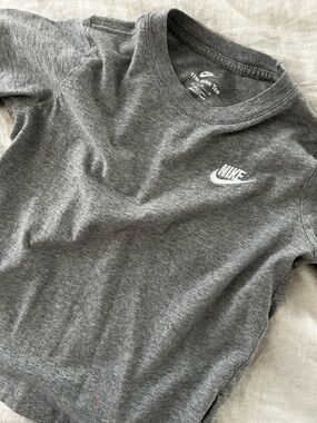 Nike Charcoal Heather Crew Tee with White Logo